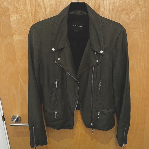 Club Monaco Green Moto Jacket - Picture 5 of 10
